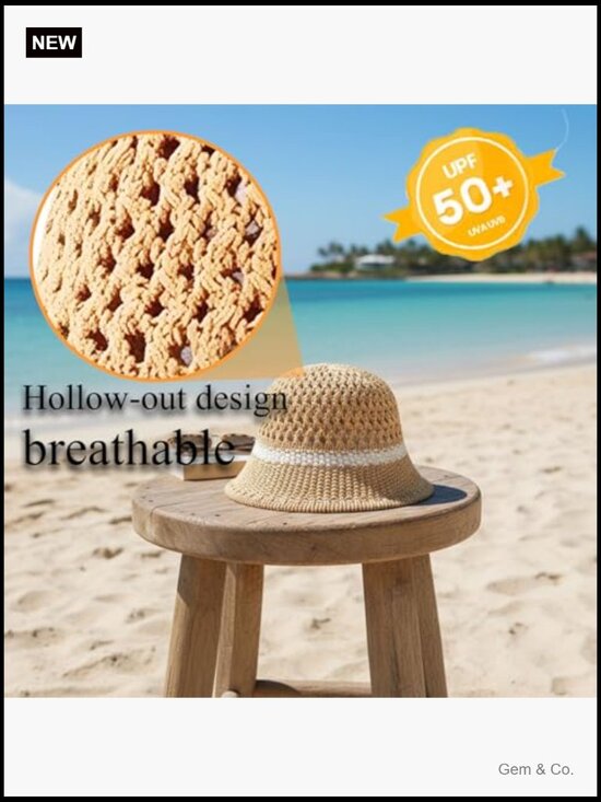 3 Pack Foldable Straw Sun Hats - UPF Protection Beach Bucket Hats